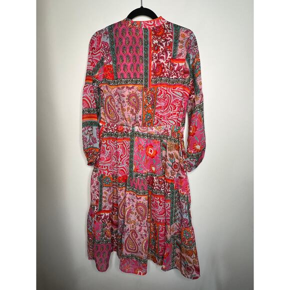 Soft Surroundings Pink Patchwork Drea Midi Dress Size Petite Small - Picture 6 of 9